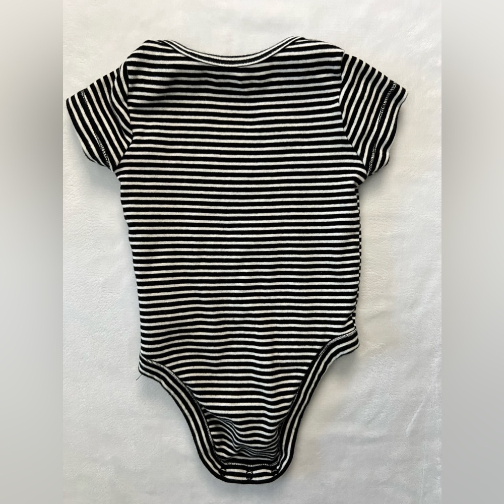 Old Navy Black and White Striped Onesie - Picture 3 of 3